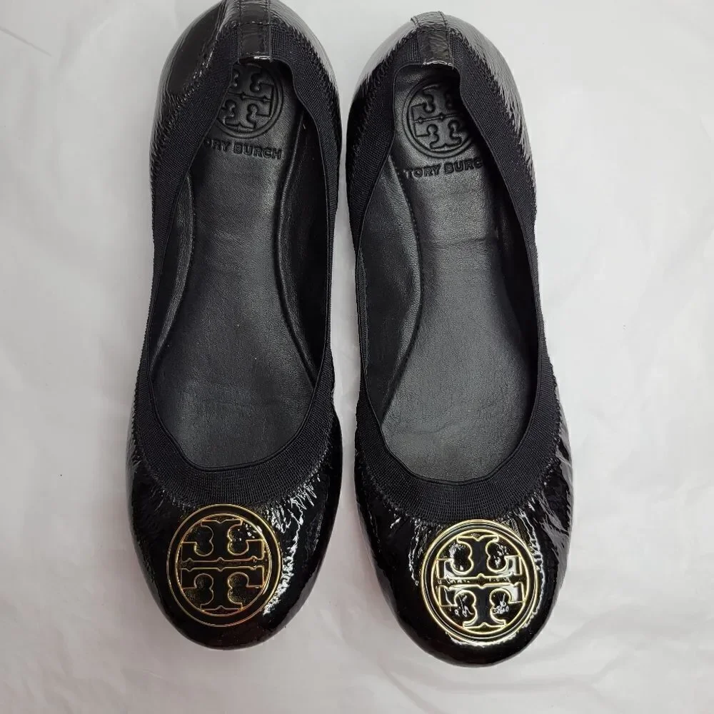 Tory Burch black patent flat 6.5M
